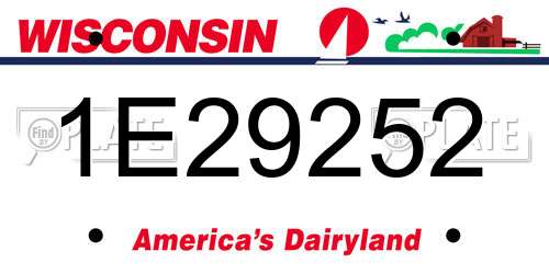 1E29252 Wisconsin License Plate