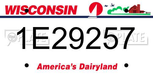 1E29257 Wisconsin License Plate