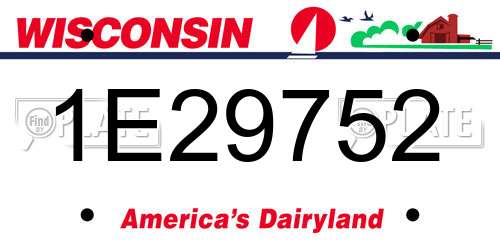 1E29752 Wisconsin License Plate