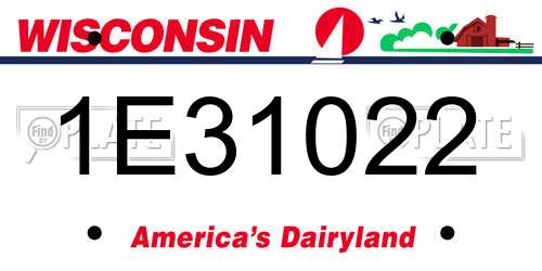 1E31022 Wisconsin License Plate