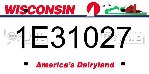 1E31027 Wisconsin License Plate