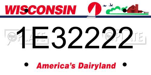 1E32222 Wisconsin License Plate