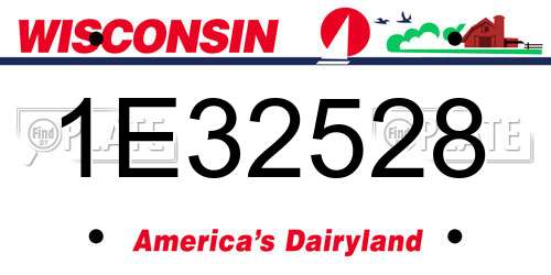 1E32528 Wisconsin License Plate
