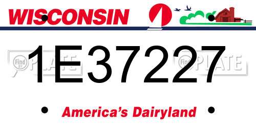 1E37227 Wisconsin License Plate