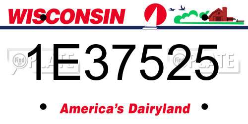1E37525 Wisconsin License Plate