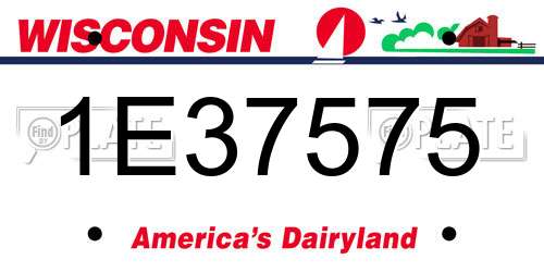 1E37575 Wisconsin License Plate