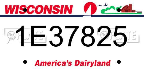 1E37825 Wisconsin License Plate