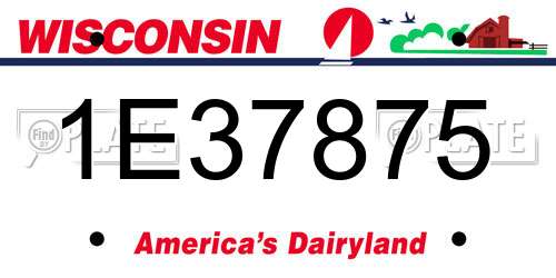 1E37875 Wisconsin License Plate