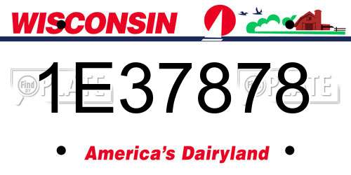 1E37878 Wisconsin License Plate