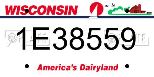 1E38559 Wisconsin License Plate