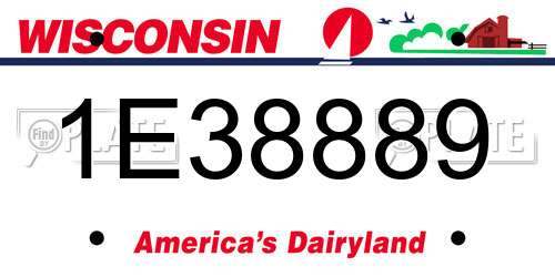 1E38889 Wisconsin License Plate