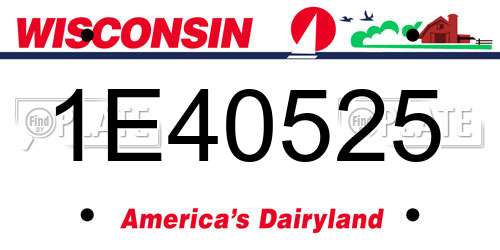 1E40525 Wisconsin License Plate