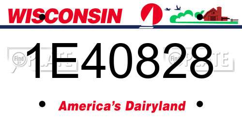 1E40828 Wisconsin License Plate