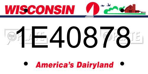 1E40878 Wisconsin License Plate