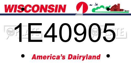 1E40905 Wisconsin License Plate