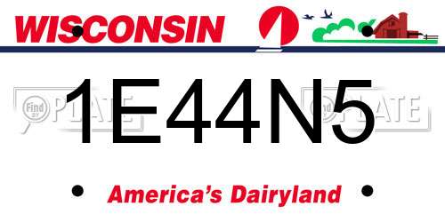 1E44N5 Wisconsin License Plate