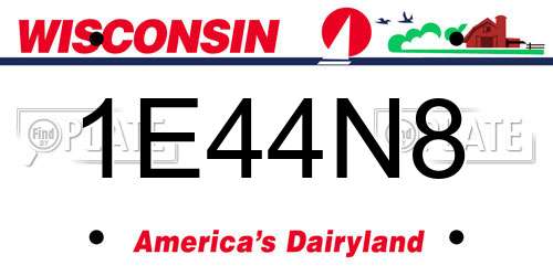 1E44N8 Wisconsin License Plate