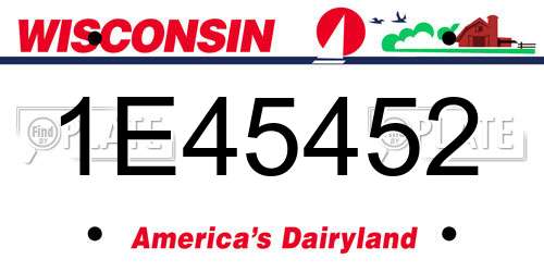 1E45452 Wisconsin License Plate