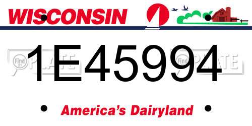 1E45994 Wisconsin License Plate