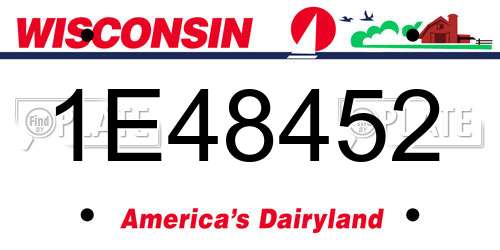1E48452 Wisconsin License Plate