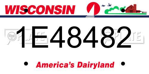 1E48482 Wisconsin License Plate