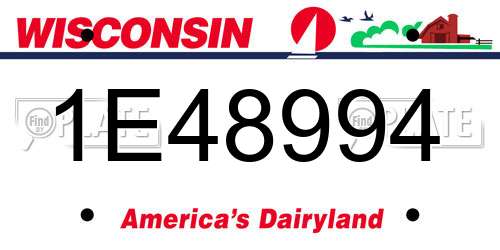 1E48994 Wisconsin License Plate