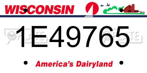 1E49765 Wisconsin License Plate