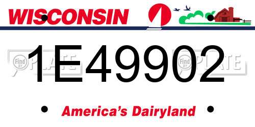 1E49902 Wisconsin License Plate