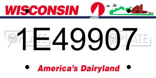 1E49907 Wisconsin License Plate
