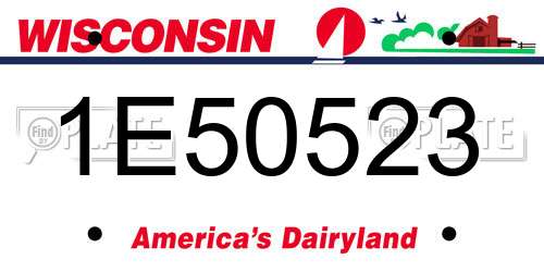 1E50523 Wisconsin License Plate