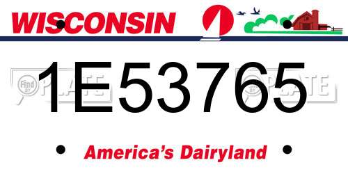 1E53765 Wisconsin License Plate