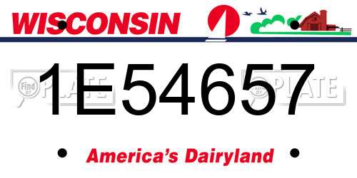 1E54657 Wisconsin License Plate