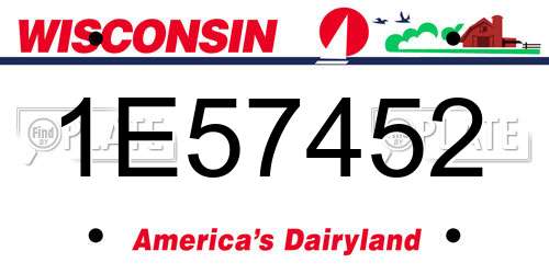 1E57452 Wisconsin License Plate