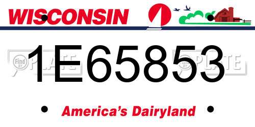1E65853 Wisconsin License Plate