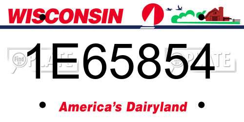 1E65854 Wisconsin License Plate