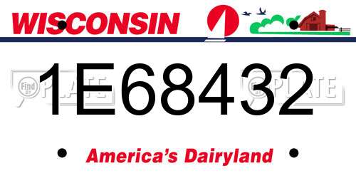 1E68432 Wisconsin License Plate
