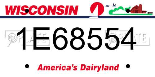 1E68554 Wisconsin License Plate