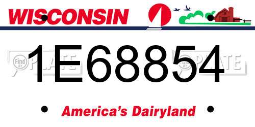 1E68854 Wisconsin License Plate