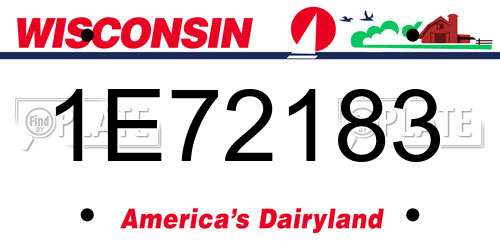 1E72183 Wisconsin License Plate
