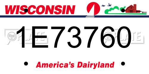 1E73760 Wisconsin License Plate
