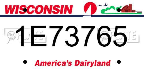 1E73765 Wisconsin License Plate