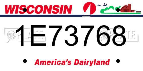 1E73768 Wisconsin License Plate