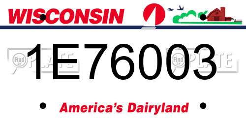 1E76003 Wisconsin License Plate