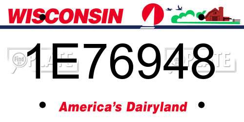 1E76948 Wisconsin License Plate