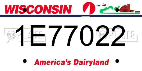 1E77022 Wisconsin License Plate