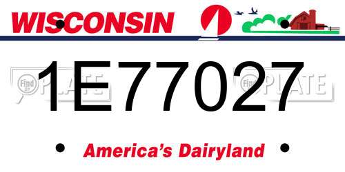 1E77027 Wisconsin License Plate