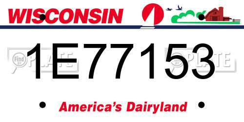 1E77153 Wisconsin License Plate
