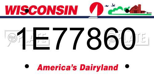 1E77860 Wisconsin License Plate