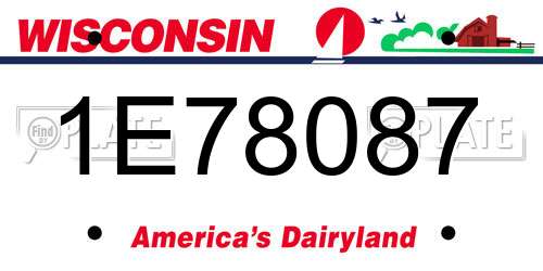 1E78087 Wisconsin License Plate