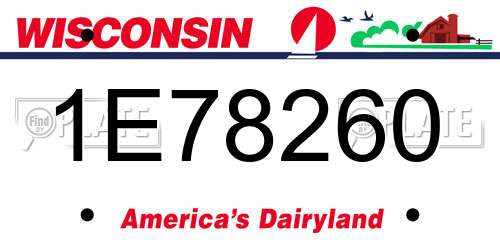 1E78260 Wisconsin License Plate